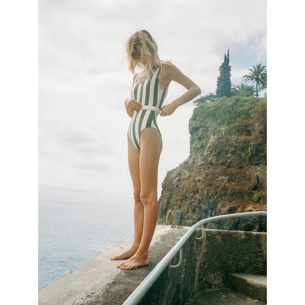 SOLID & STRIPED Anne Marie Belted Safari Stripe One-Piece Swimsuit - Picture 6 of 6